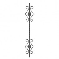21.047 Decorative Forged Picket with Double Floral Scroll Ornaments