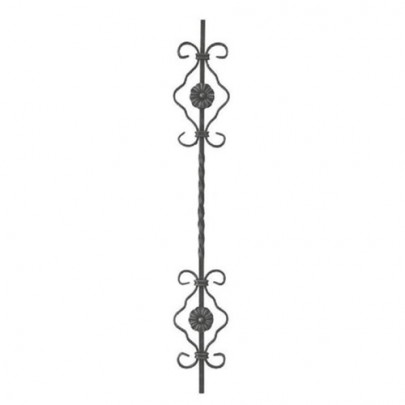 21.047 Decorative Forged Picket with Double Floral Scroll Ornaments